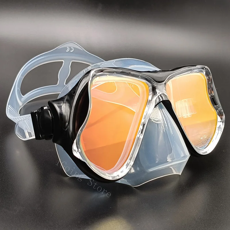 Mirror Lens Diving Mask Anti-fog Snorkel Mask for Adult Snorkel Full Breath Tube Gear Underwater Swim Goggle Equipment Women Men