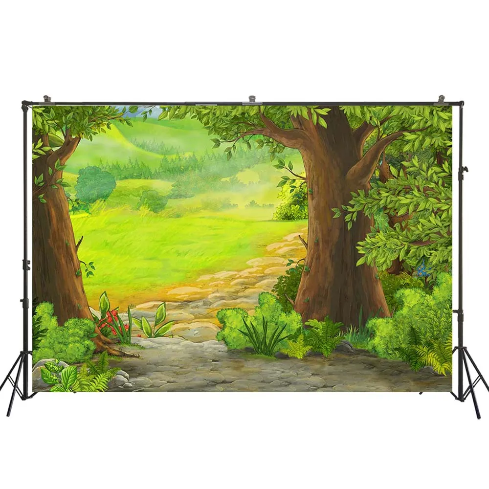 

Baby Cartoon Forest Safari Birthday Party Animals Child Newborn Portrait Shoot Photocall Photo Background Photo Backdrop W-4923