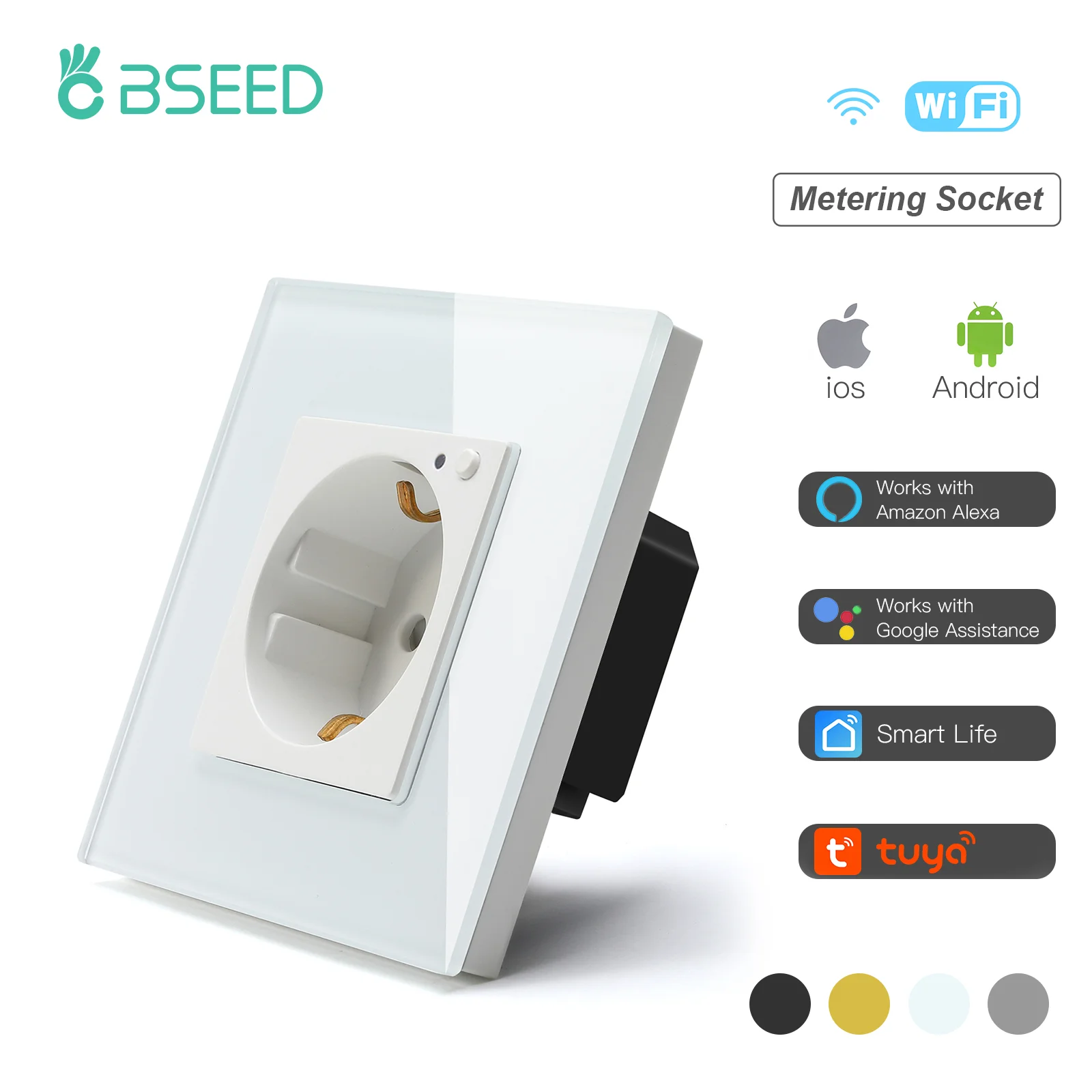 Настенная розетка BSEED с Wi-Fi настенная монитором стандарта Европы электрическая