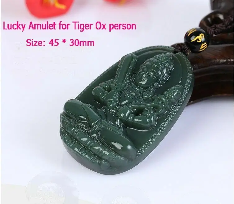 Качественный серый нефритовый амулет jadite кулон Akasagarbha Bodhisattva-Talisman