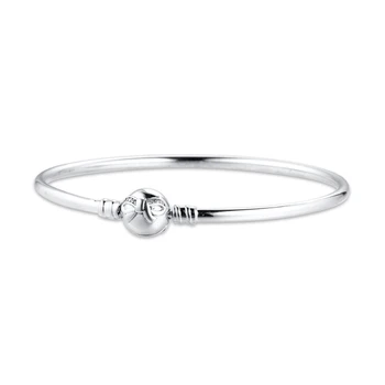 

100% 925 Sterling Silver Dainty Bow Clasp Bangle Female Clear CZ Charm Bracelets Bangles For Women Fashion Jewelry Making