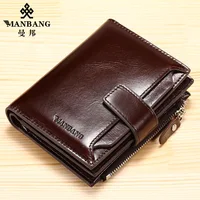 ManBang Brand Luxury Men's Wallet Genuine Leather Purse Vertical Driver's License First Layer Cowhide Multi-Function Card Bag 1