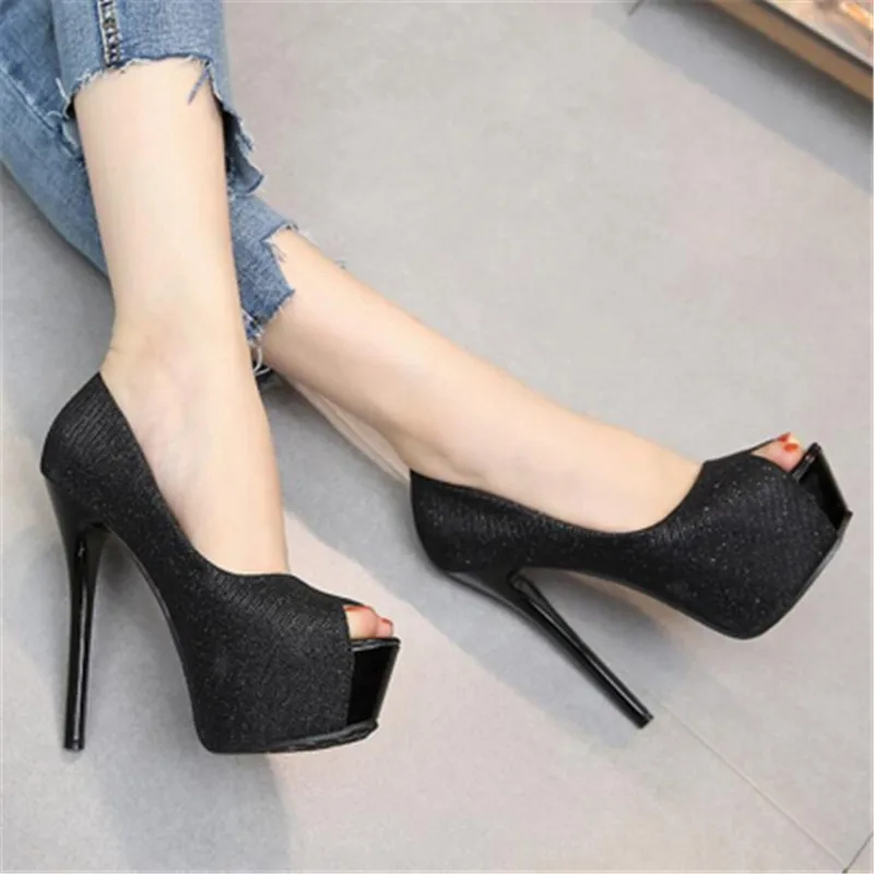 Женские босоножки на высоком каблуке туфли лодочки платформе 12/14 см с открытым