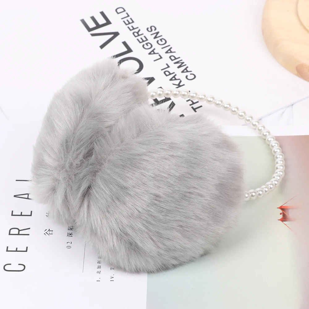 Novelty Pearl Winter Earmuffs Women Fur Earmuff Ear Warmers Girls Imitation Rabbit Plush Warm Ear Muff Hair Accessories 1pc