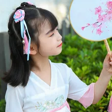 Детские заколки в античном стиле колокол цветок Кисточки заколки пара заколки для волос девочек китайский костюм аксессуары для Ципао P