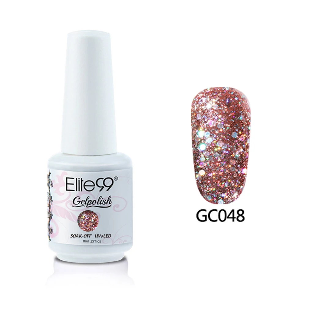 GC048 Elite99 8 мл бриллиантовый Гель-лак с блестками лак для Ногтей Сияющий Блеск УФ Гель-лак отмачиваемый лак для ногтей маникюр гель для ногтей - Цвет: GC048