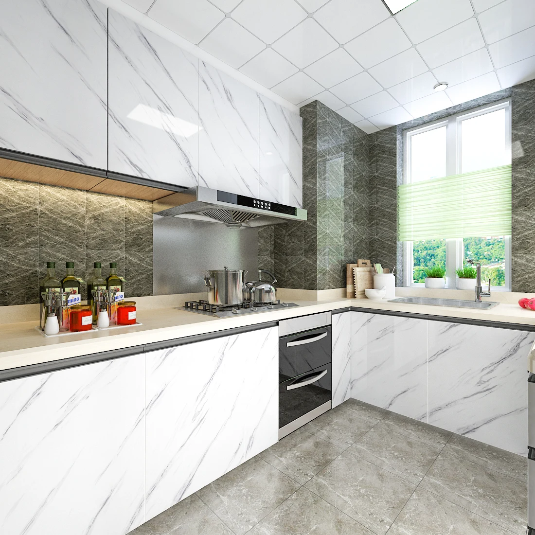 1M/2m Marble Waterproof Countertop Wall Stickers Vinyl Self Adhesive Wallpapers Decorative Film Kitchen Cabinets Contact Paper