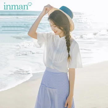 

INMAN 2020 Summer New Arrival Pure Cotton Sweet Retro Temperament Short Sleeve Blouse