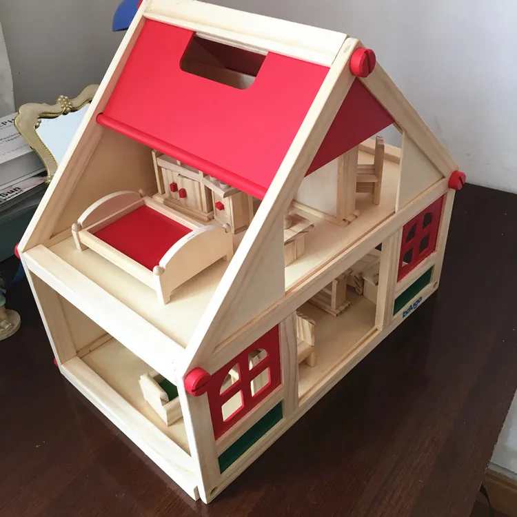 Factory Sales Children Play House Toys GIRL'S Mini Model House Small Villa Room Furniture Set Wooden Quality Baby