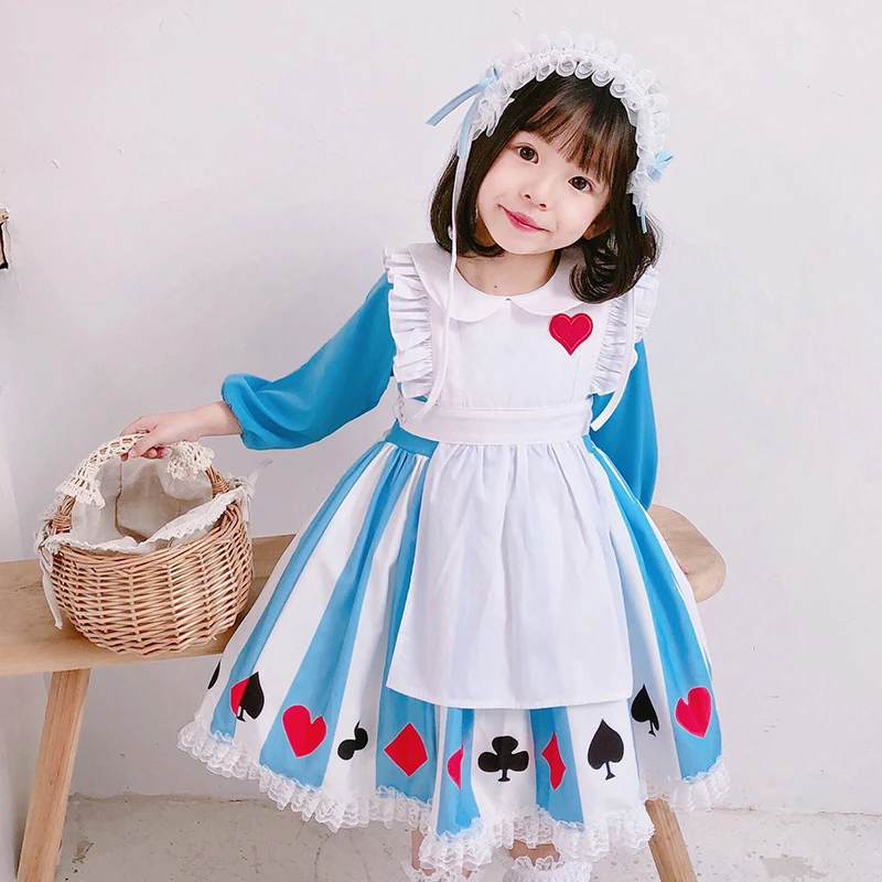 Платья «Холодное сердце» для девочек на Хеллоуин Детские костюмы Золушки Рапунцель Алиса горничной маскарадная одежда - Цвет: alice