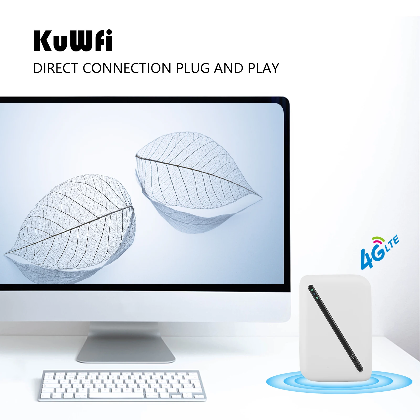 KuWFi 4g WiFi Router With Sim Card Slot 150Mbps Mobile WiFi Hotspot Device High Speed Wi-Fi Portable Router With 2100mAh Battery