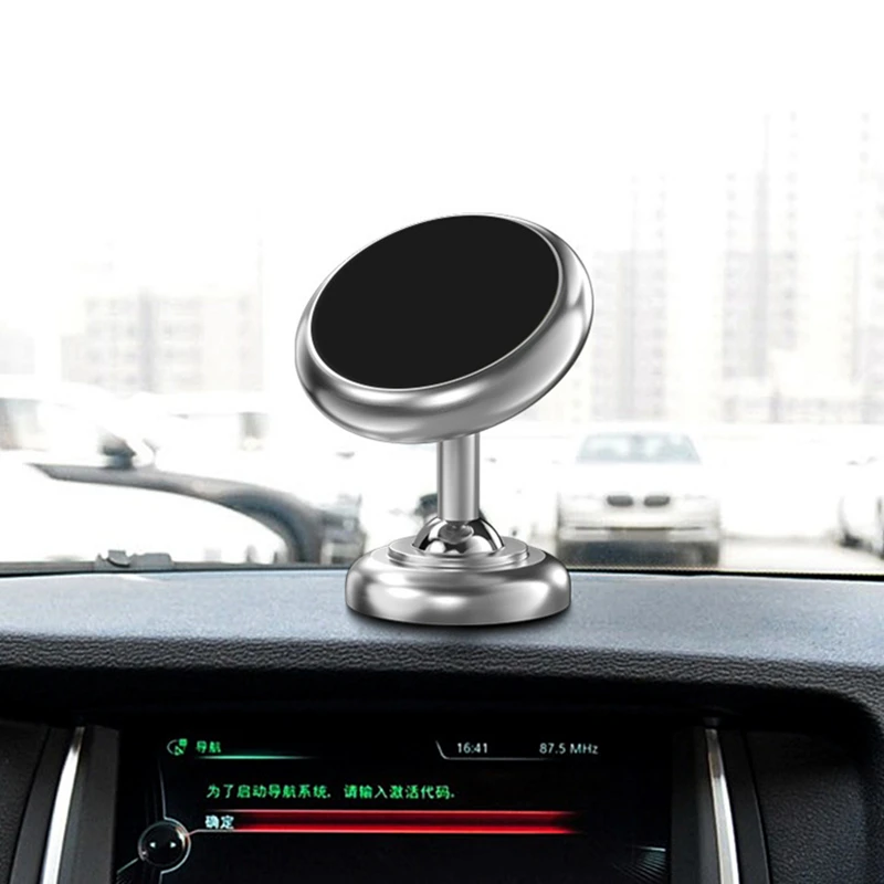 360 светящаяся Металлическая Автомобильная Подставка для телефона с двойным кольцом, Вращающийся Универсальный магнитный автомобильный кронштейн для телефона, аксессуары для салона автомобиля