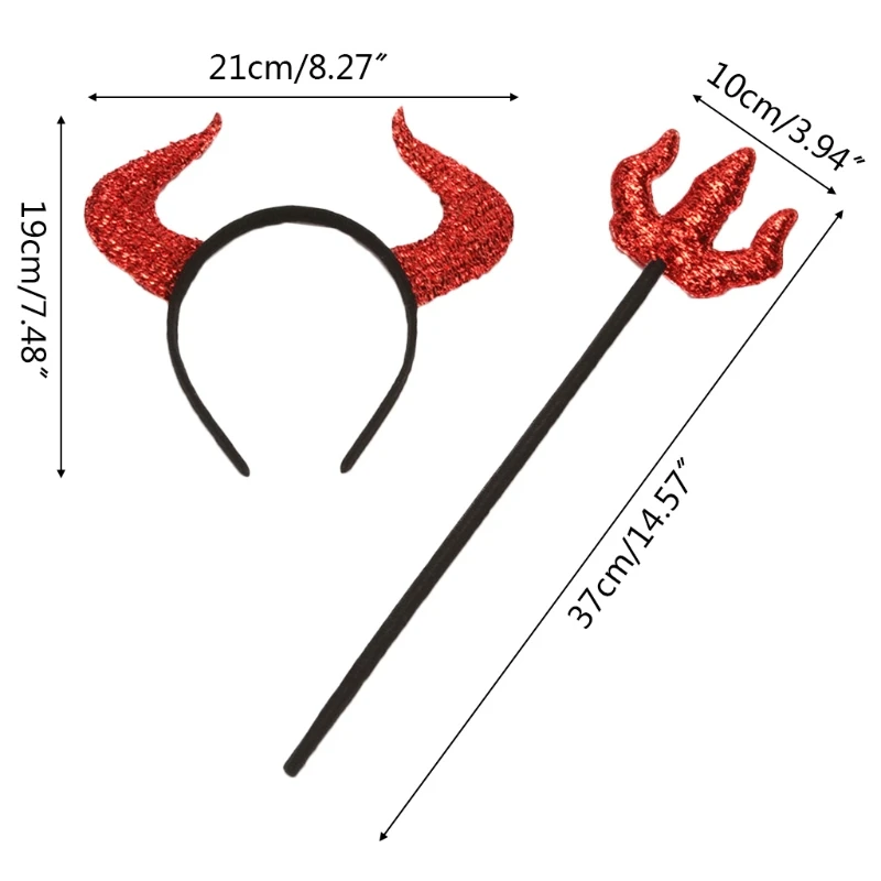 1 Set Devil Cow Horns Headband Hairpin Toy Headwear Fancy Dress Accessories for Halloween Masquerade Party Decoration Props