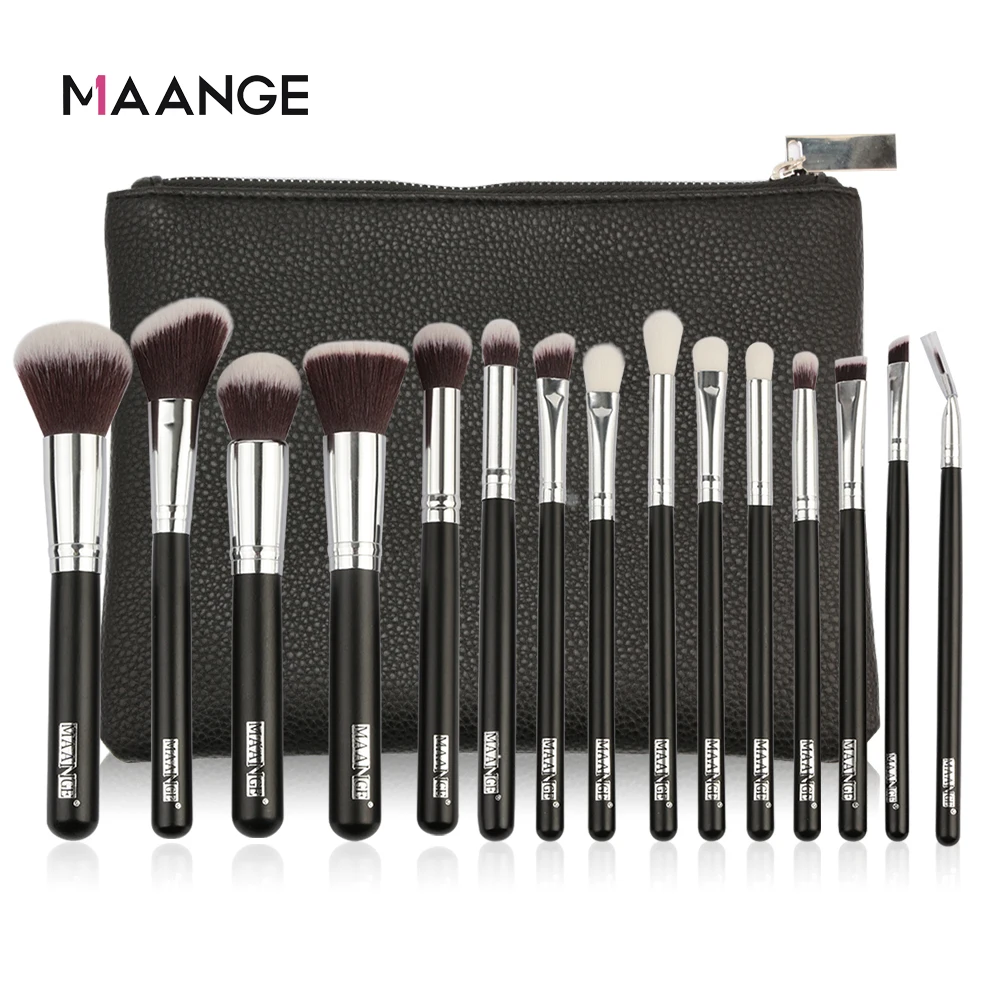 

MAANGE 6-15Pcs Makeup Brushes Set Powder Foundation Eyeshadow Cosmetic Make Up Brush With PU Leather Case Beauty Tool Kit