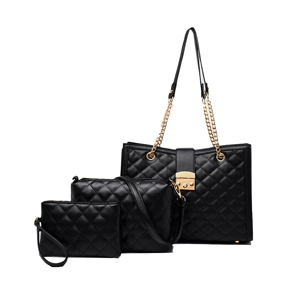 Комплект из 3 сумок кожи для женщин клетчатая Роскошная брендовая дизайнерская