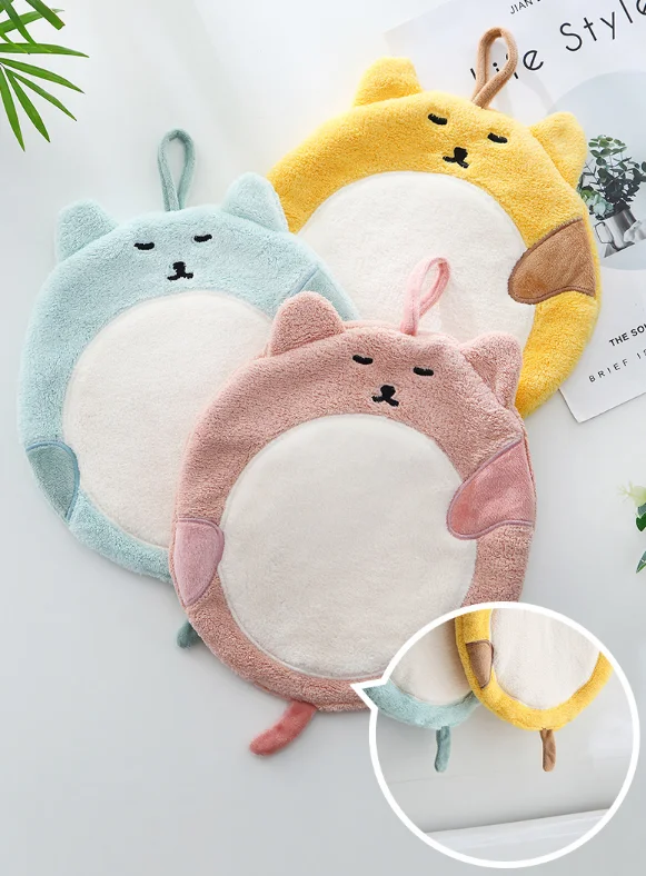 Hung thick water absorption does not lose hair soft children lovely coral velvet toilet kitchen clean hand towel J05