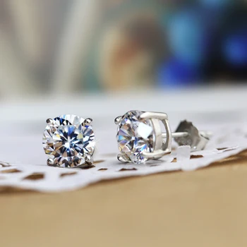 

14k Mossanite Stud Earrings 925 sterling silver Round Moissanite Earrings For Women Engagement Wedding Anniversary Fine Jewelry