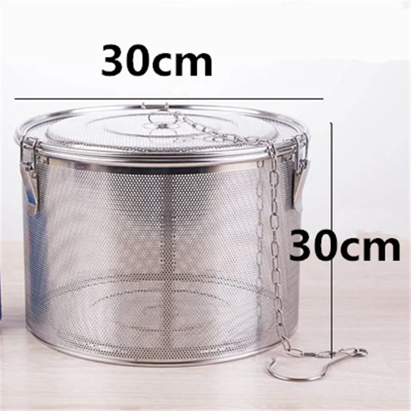 W30xH30cm Круглая Дыра 304 из нержавеющей стали мешок для приправ соуса супа вкус коробка для специй корзина рассола горячий горшок шлак разделительные фильтры для дуршлага - Цвет: W30xH30cm