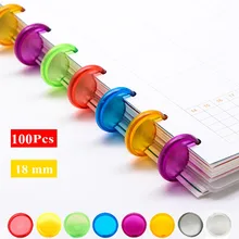 Classeurs de disques, couleur bonbon, 18mm, 100 pièces, pour ordinateurs portables/planificateur, bricolage, anneaux à feuilles mobiles