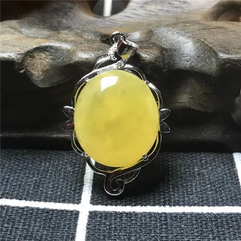 

Natural Yellow Amber Pendant For Women Men Water Drop 36x23x8mm Clear Stone Beads 925 Silver Necklace Pendant Jewelry AAAAA