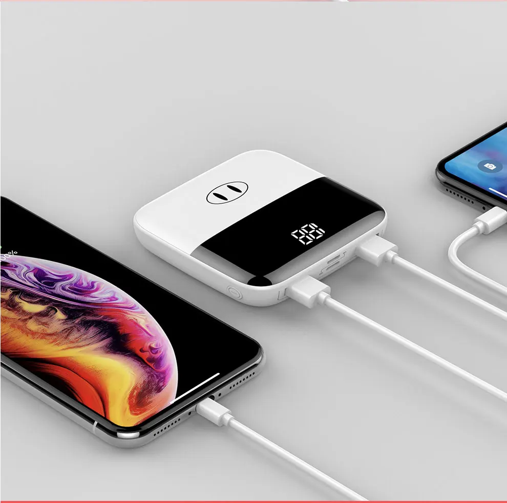 

20000mAh Mirror Screen Portable Power Bank 3 Input Double Output Mini Powerbank For iPhone Android Smart Mobile Phone Poverbank