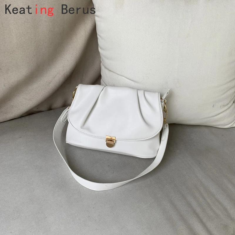 

Soft Leather Shoulder Bags For Women 2020 Folds PU Vintage Female Handbags Messenger Fashion Texture Designer Ladies Hand Bag