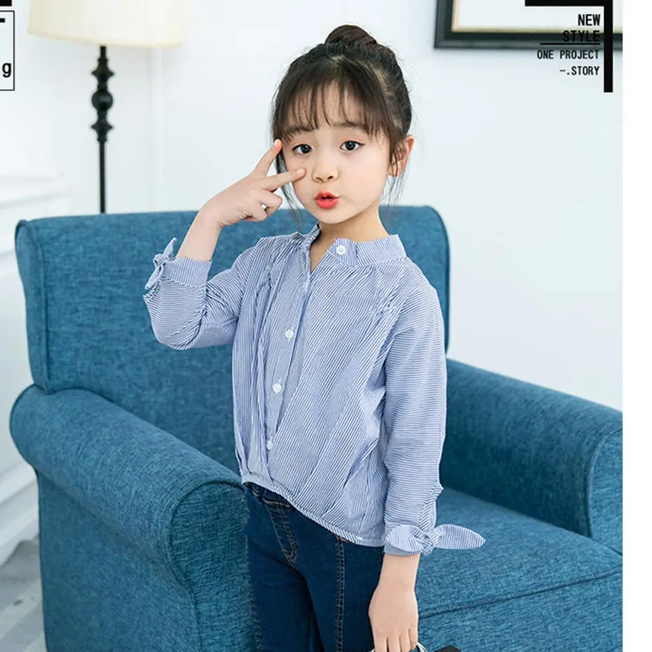 

Blouse For Girls Striped Pattern Girls Blouses White Shirt For Girls Spring Autumn School Clothes For Girls Age 6 8 10 12 14