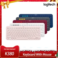 Logitech k380 multi-dispositivo teclado sem fio bluetooth linemate multi-color windows macos android ios chrome os universal