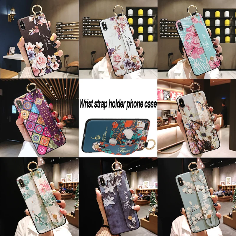 Ремешок на запястье, мягкий ТПУ чехол s для iPhone 11 pro max 6s 7 8 Plus X XR Xs, винтажный сетчатый цветочный узор, чехол для телефона, чехол Etui