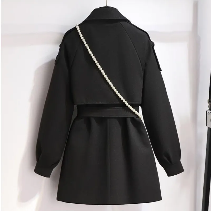 Femme Wool Jacket Women 2023 New Autumn Winter Coat Female Outerwear Short Windbreaker Long Sleeve Tops Black Overcoats
