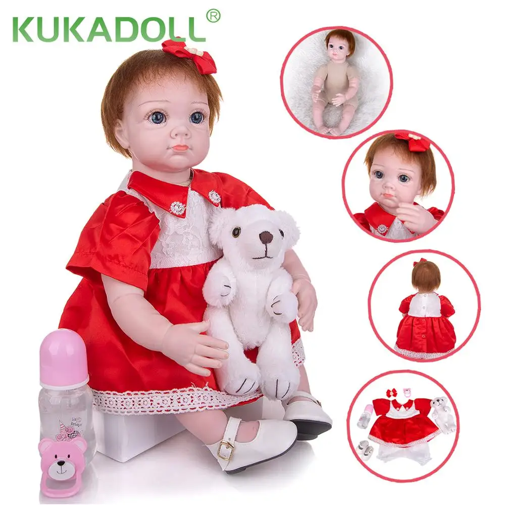 Кукла реборн KUKADOLL 22 дюйма детская набивная кукла-младенец с тканевым телом милая