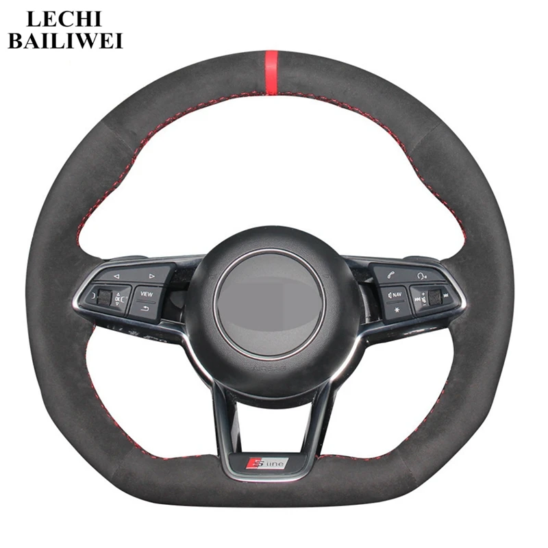 DIY ручной работы нескользящий черный мягкий замшевый чехол рулевого колеса