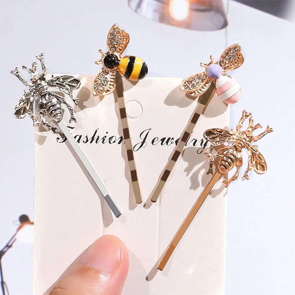 Hair Clips Hair Accessories Women Fashion Style Girl Exquisite Gold Bee Hairpin Side Clip Elegant Hair Clips Barrettes Sweet Headwear Hair Accessories