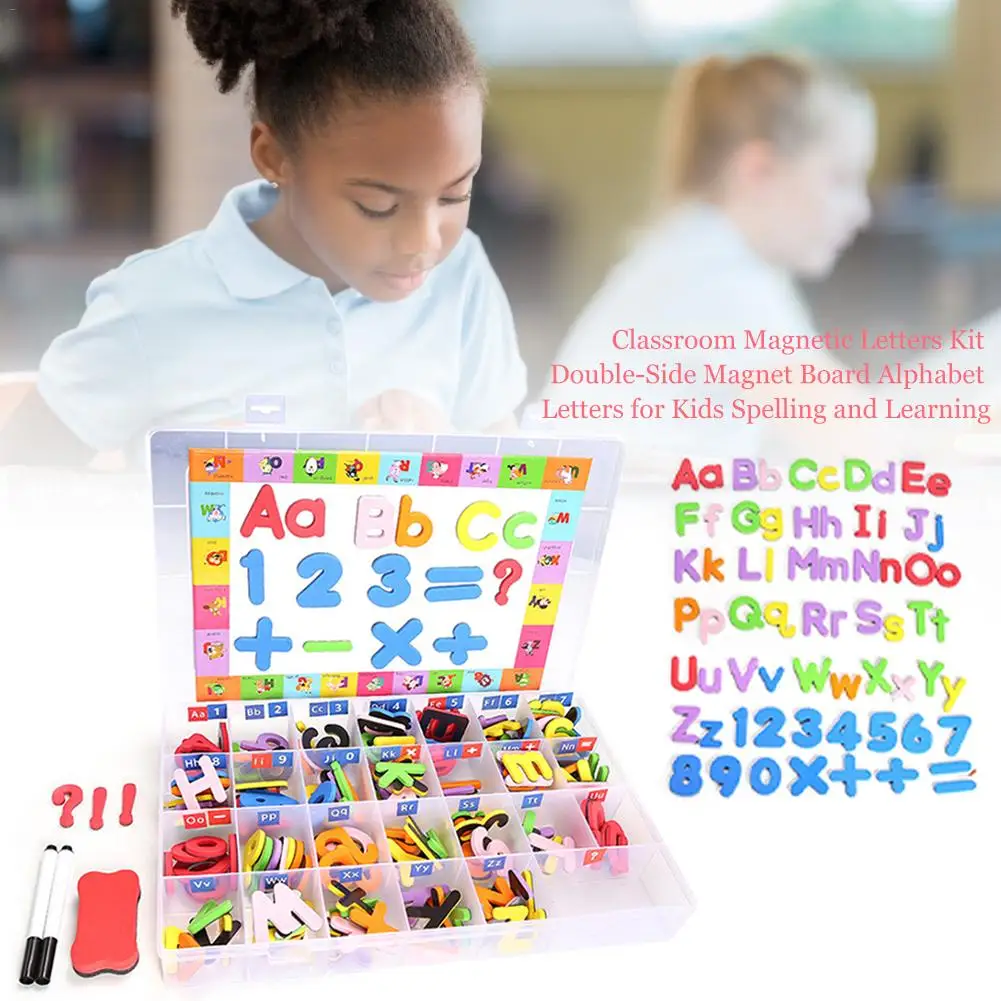 

Classroom Magnetic Letters Kit Double-Side Magnet Board Alphabet Letters For Kids Spelling And Learning High Quality
