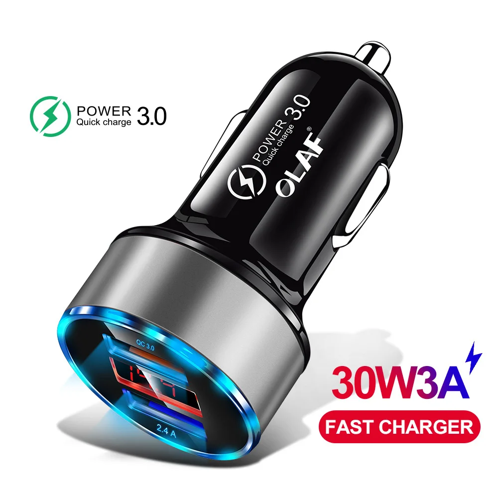 Олаф 30 Вт 3A Quick Charge 3,0 зарядных порта USB для автомобиля Зарядное устройство для Xiaomi Mi huawei Supercharge SCP QC3.0 быстрый USB автомобильный держатель для телефона для быстрой зарядки - Тип штекера: Silver