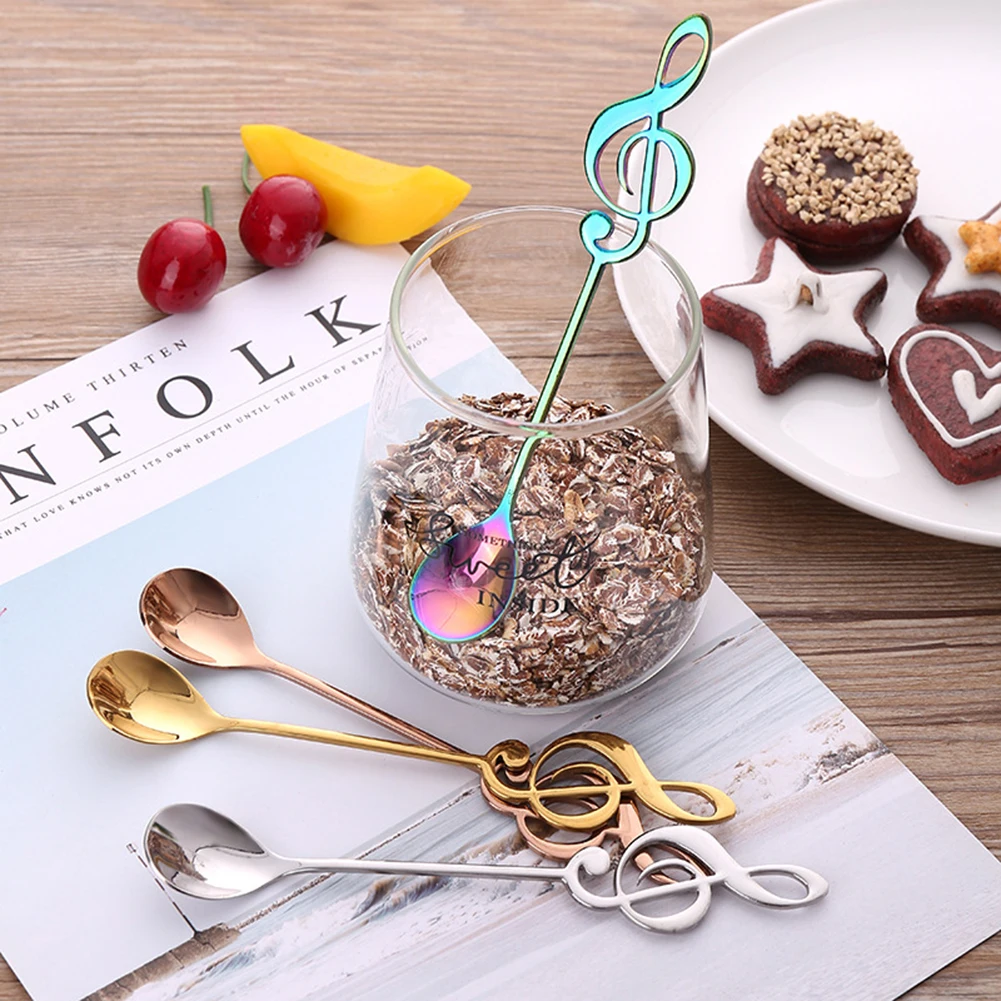 Stainless Steel Musical Notes Ice Cream Coffee Tea Stirring Spoon Tableware
