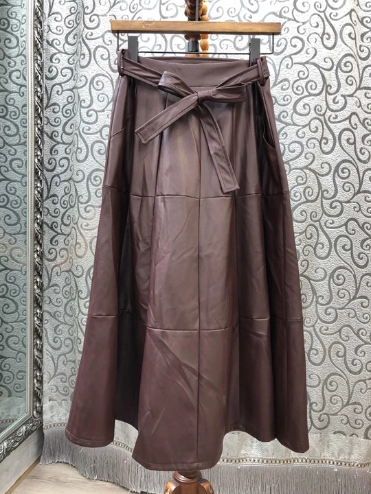 Высококачественная юбка из искусственной кожи осенне-зимняя повседневная винтажная юбка женская замшевая юбка до середины икры длинный пояс черная