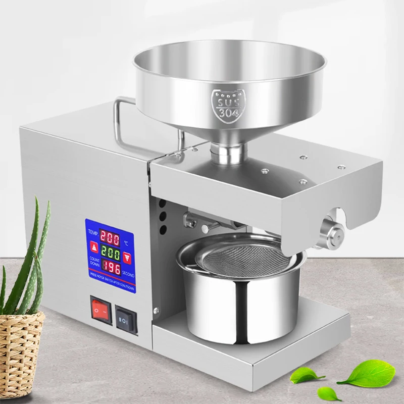 Intelligent temperature control household oil press 600-1500W automatic frying-free peanut oil production stainless steel family 6
