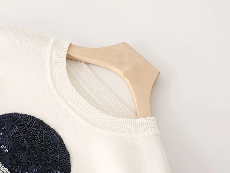 Бренд дизайнер Зима Новая мода блестки бисером жемчуг планета Космос пуловеры свитер с длинным рукавом o-образным вырезом Женская одежда
