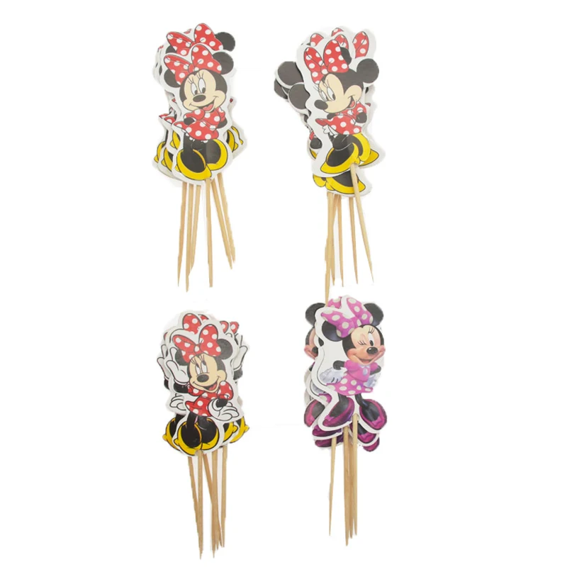 24pcRedPink Minnie Минни Маус шарики для День Рождения вечерние украшения для детей подарок одноразовые наборы посуды на день рождения - Цвет: 24pcRedPink Minnie
