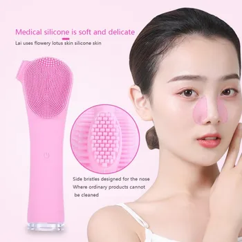

USB Silicone Cleansing Instrument Mini Cleaner Deep Pore Vibration Electric Face Brush Cleansing Skin Massager Beauty Q1