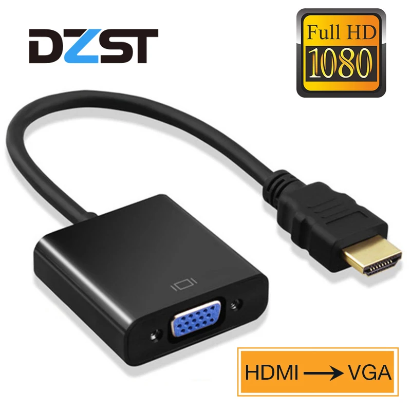 DZLST HDMI в VGA адаптер 1080P HDMI штекер в VGA Женский конвертер цифро-аналоговый для ноутбука HDTV Видео Кабель HDMI VGA адаптер DZLST HDMI в VGA адаптер 1080P HDMI штекер в VGA Женский конвертер цифро-аналоговый для ноутбука HDTV Видео Кабель HDMI VGA адаптер