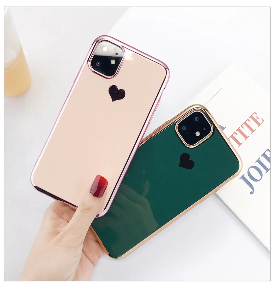 Lovebay, сплошной цвет, лазерное сердце, чехлы для телефонов iPhone 11, 11Pro, XS Max 6, 6 S, 7, 8 Plus, X, XR, мягкий, симпатичный, из ТПУ, задняя крышка, чехол, подарки