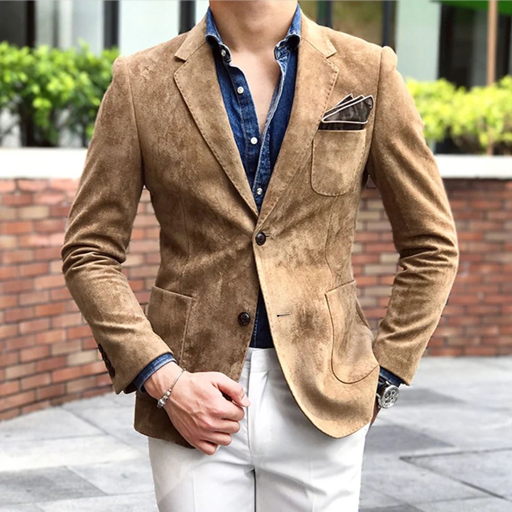 Flannel Men's suit Fashion Jacket Blazer Prom Party Dinner Business Waistcoat Tuxedo Jacket For Wedding men suits jackets
