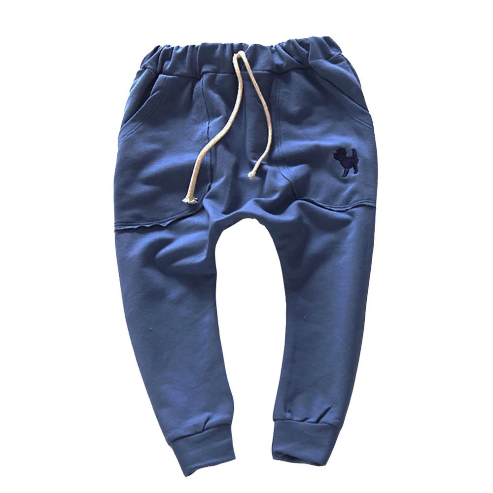 WEIXINBUY/модные длинные штаны для мальчиков хлопковые эластичные брюки из Харлана для детей ясельного возраста однотонные брюки - Цвет: Небесно-голубой