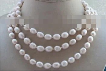 

50" Longest Genuine Natural 9mm White Rice Pearl Necklace #f2010!