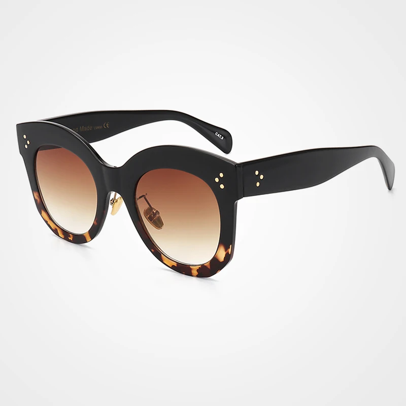 C7 Black Leopard MADELINY, новинка, модные женские солнцезащитные очки кошачий глаз, фирменный дизайн, винтажные градиентные солнцезащитные очки «кошачий глаз», оттенки для женщин, UV400, MA216 - Цвет линз: C7 Black Leopard