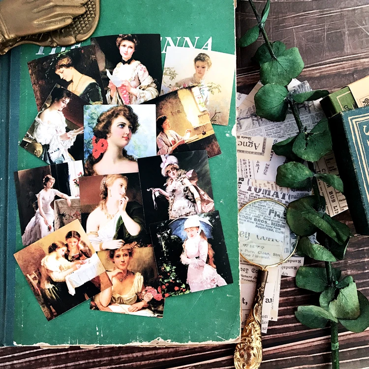 

12 шт./упак. винтажная картина маслом европейские женские наклейки Сделай Сам Рукоделие Скрапбукинг альбом нежелательный Журнал Планировщик декоративные наклейки