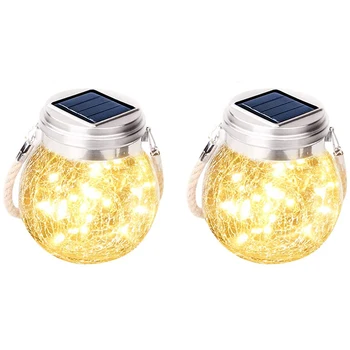 

Hanging Solar Glass Jar Lights Outdoor, Waterproof Glass Lantern Table Lamps Great Outdoor Lawn Decor for Patio Garden
