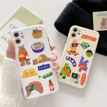

For iphone 11 Pro Max Photo frame cute Sports Snack bear fashion soft Phone Case for iphone 7 7plus 8 8plus X XR XS MAX cover